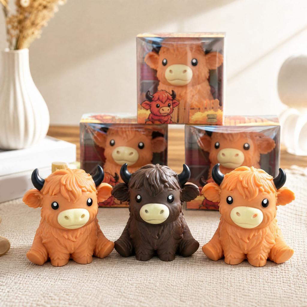 Игрушка-корова для снятия стресса, Прыгучая игрушка, наполненная мукой, 3 разных цвета, В коробке