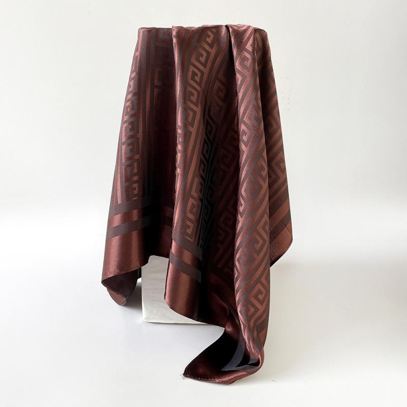 Imitation Silk Scarf for Women Solid Color Printed Scarf Scalp Shawl Scarf