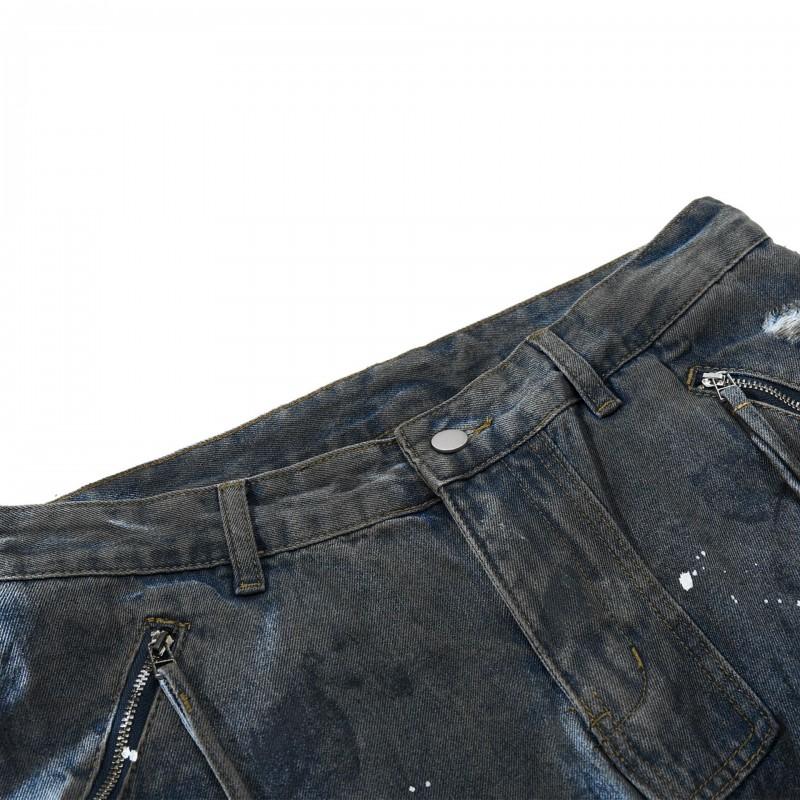OREETA American Streetwear Distressed Jeans Loose Wide Leg Pants Men Women