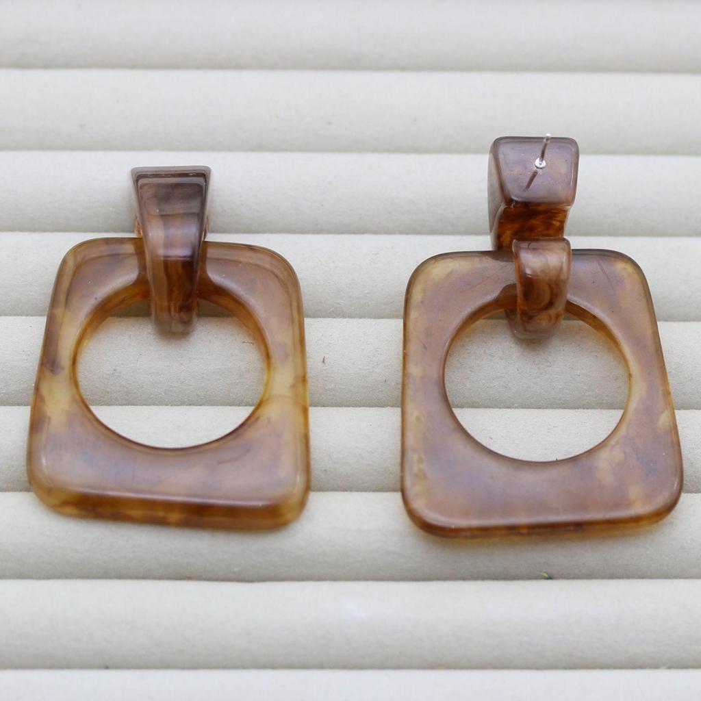 Европейские и американские ретро-серьги Maelard: Игла из серебра S925, Кофейный акрил