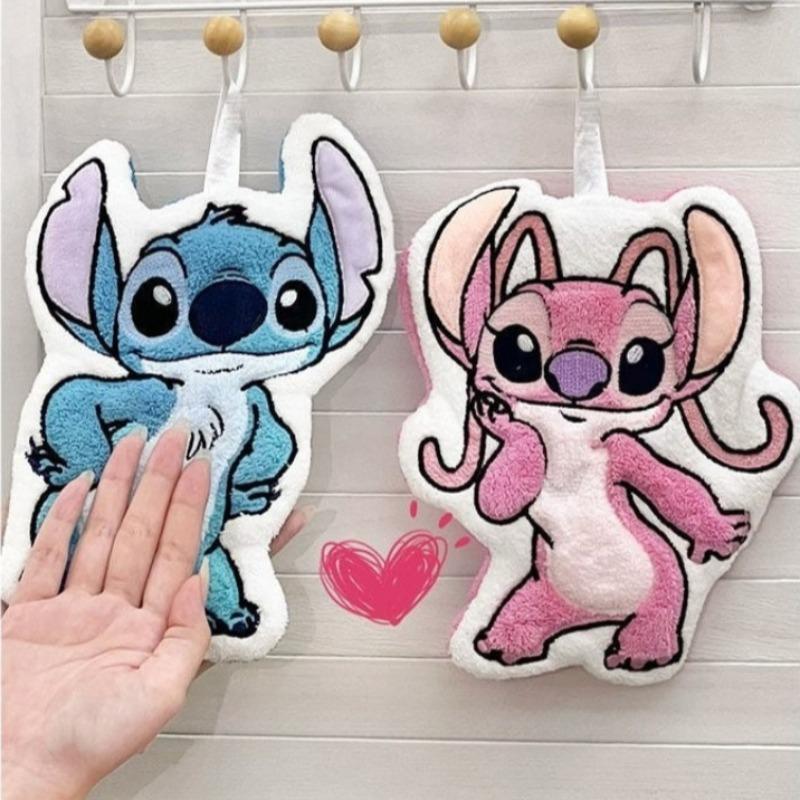 Disney Кавайный Стич Ангел Подвесное Кухонное Полотенце Мультяшный Милый Впитывающий Коралловый Флис Для Кухни Быстросохнущий Принадлежности для Ванной