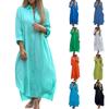 Women's Cotton And Linen Fashionable Casual Long Sleeved Cardigan Dress