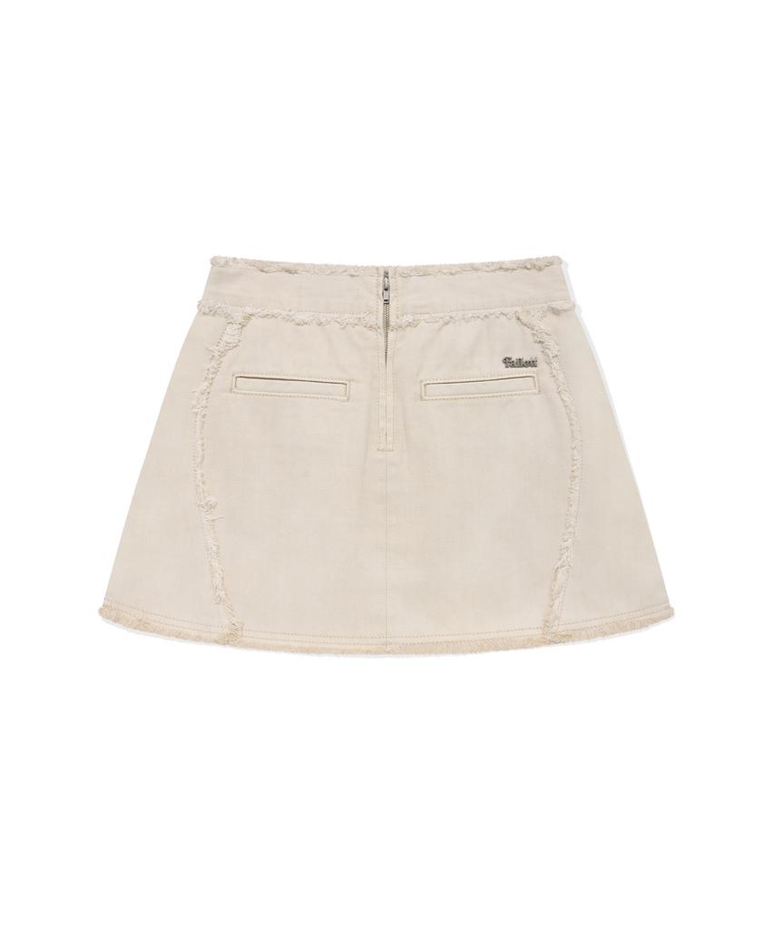 Pallet Pleated Denim Skirt Ivory