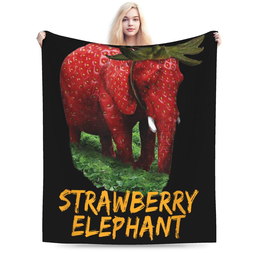 Strawberry Elephant Funny Italian Brainrot Gaming Meme Blankets Quality Super Soft Bedding Throws Winter Picnic Couch Bed