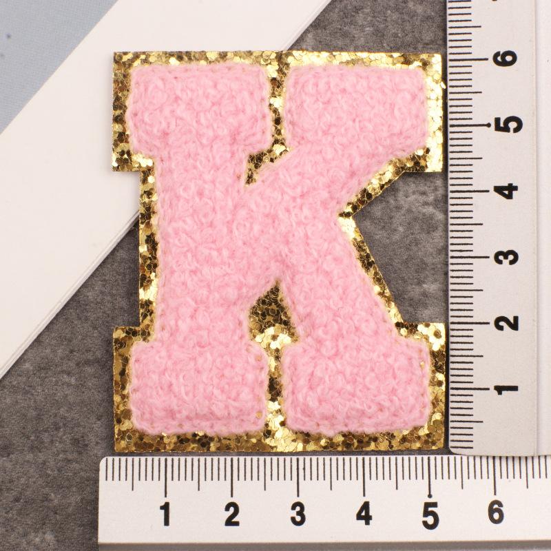 Алфавит 26 букв блестки синель для одежды сумки куртка розовый швейные принадлежности декор