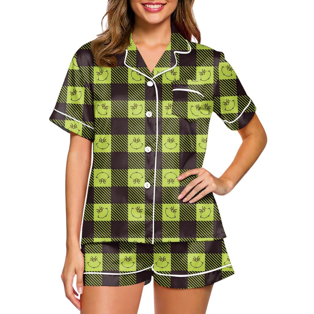 Женский модный домашний пижамный комплект Домашняя одежда Пижама с коротким рукавом Шорты Комплект из двух предметов