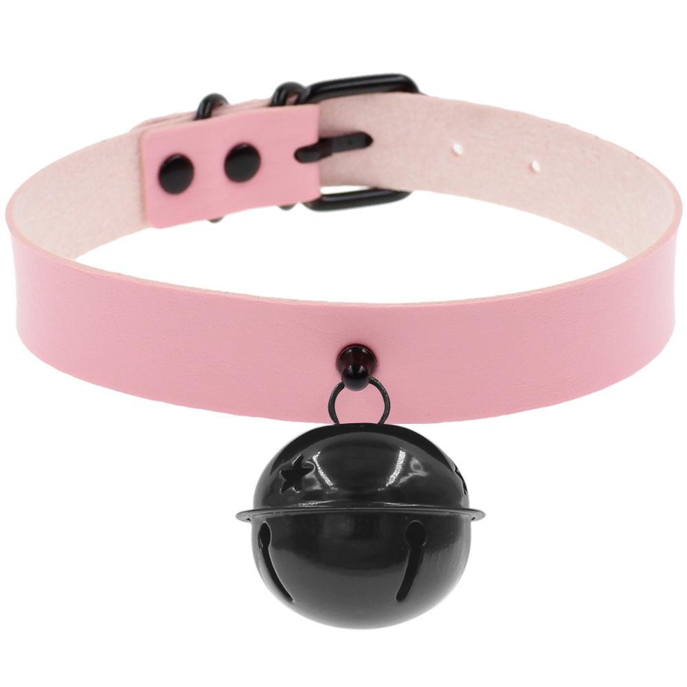Стильный черный ошейник из искусственной кожи в стиле Харадзюку с подвеской-колокольчиком