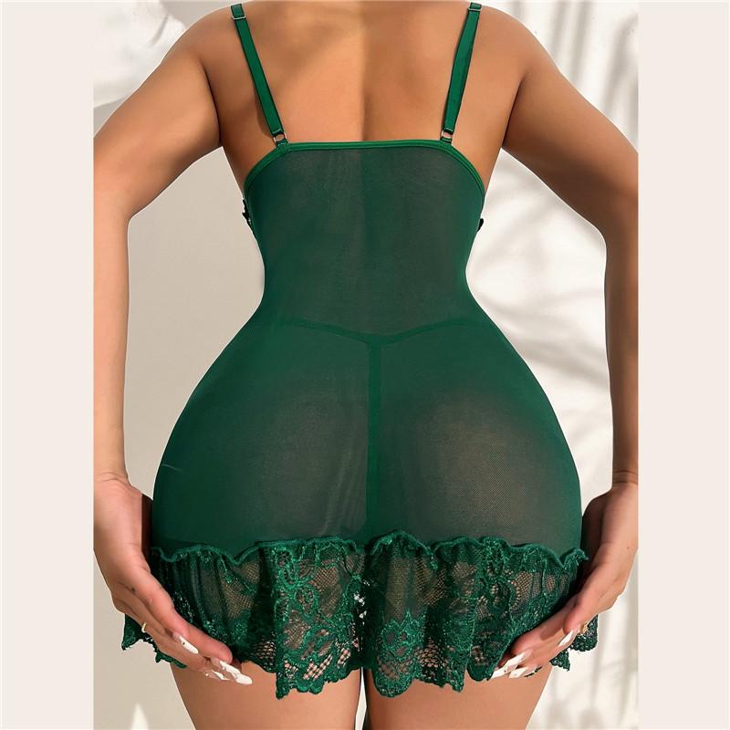 Сексуальные пижамы, женское нижнее белье, ночная рубашка со стрингами, женское тонкое кружево с цветочным принтом, модная однотонная перспективная ночная одежда