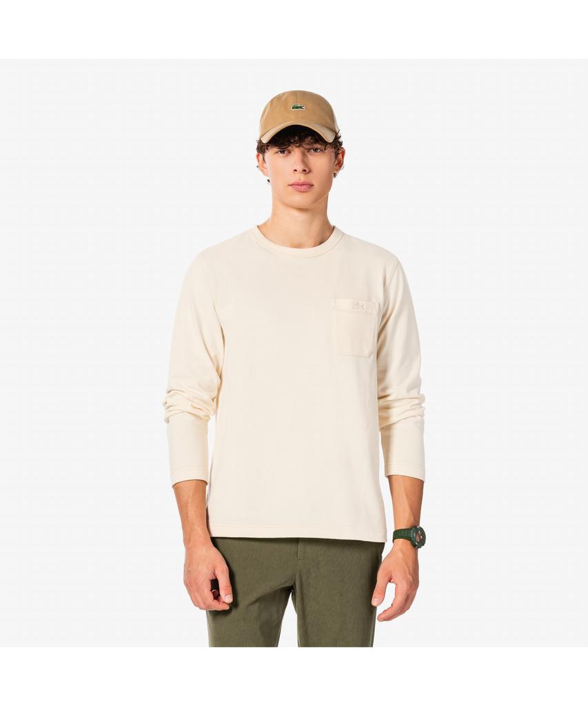 LACOSTE Мужская футболка с круглым вырезом, карманом и длинным рукавом, легкий флис Th367E-55N Xfj