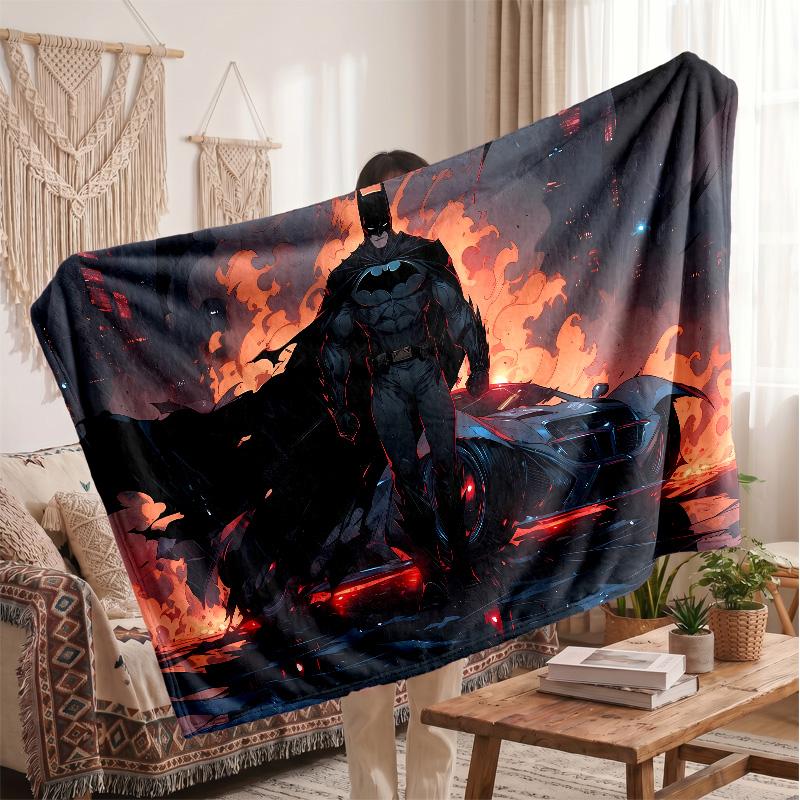 Batman Printed Flannel Blanket, Skin Friendly Warm Throw for Indoor Couch Bed Daily Use