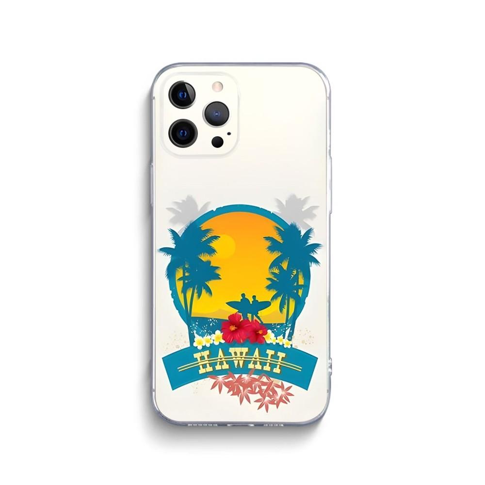Чехол для телефона Гавайи Пляж Для iPhone 15,14,13,12,11 Plus,Pro,Max,XR,XS,X,7,8 Plus,SE,Mini Прозрачный Силиконовый Мягкий