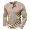 Men's Long Sleeve Shirt Men's Round Neck Button T-Shirt Color Block Top