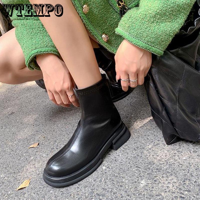 Женские короткие кожаные ботинки из мягкой кожи Коричневые ботинки в британском стиле в стиле ретро на толстой подошве с противоскользящим покрытием Простые повседневные модные модные Harajuku для поездок на работу