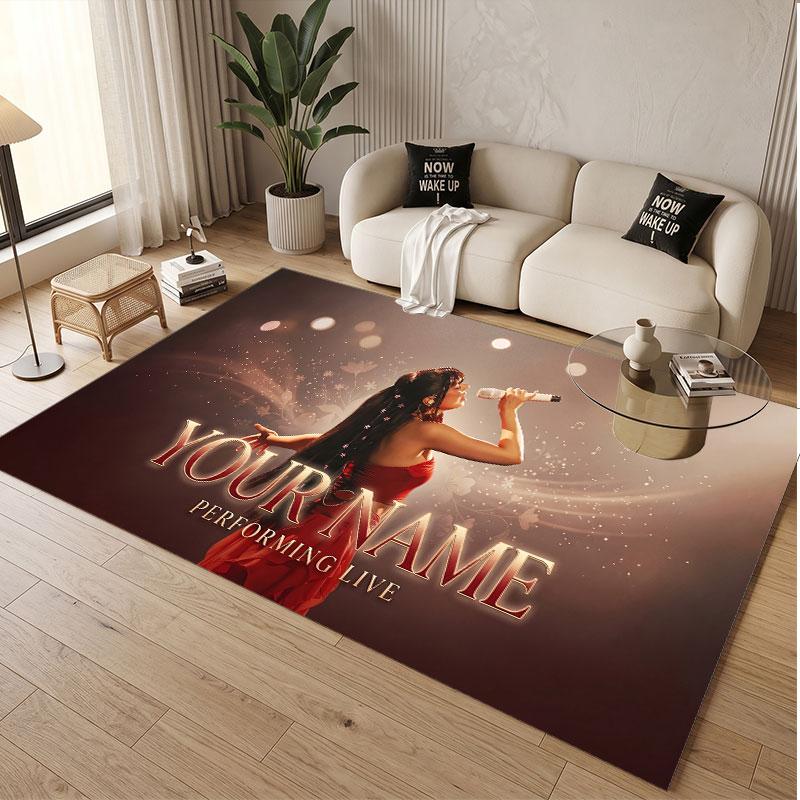 Custom Name Crystal Velvet Rug,Ayliva Comfortable Anti Slip Floor Mat For Room Decoration