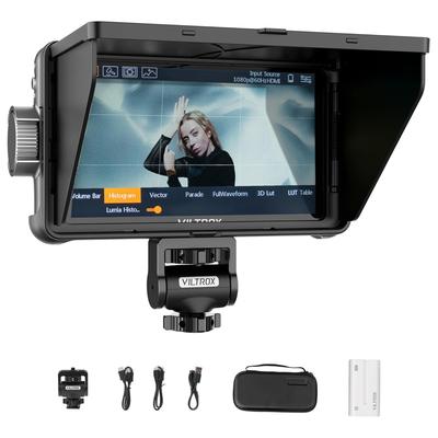 VILTROX 1200 нит Полевой 4Kp30 3D LUT HDR Внешний для камеры 5,5-дюймовый монитор, Сенсорный экран, HDMI, Поддержка, 10-битное видео, Монитор, Перезаряжаемый,