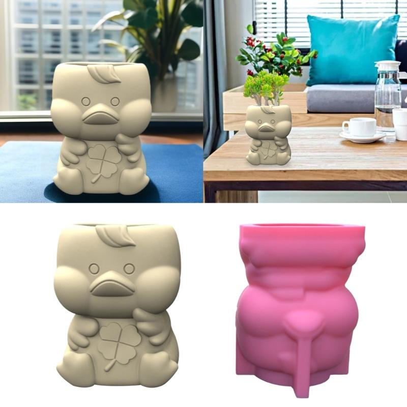 Little Duck Succulent Flower Silicone Mold Concrete Candlestick Resin Mould Succulent Planter Craft Casting Tool