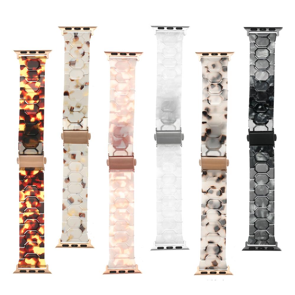 Resin Watch Band for Apple Watch iWatch Series 11/10/9/8/7/6/5/4/3/2/1/SE3 Band Women Tortoise Fashion Lightweight Bracelet