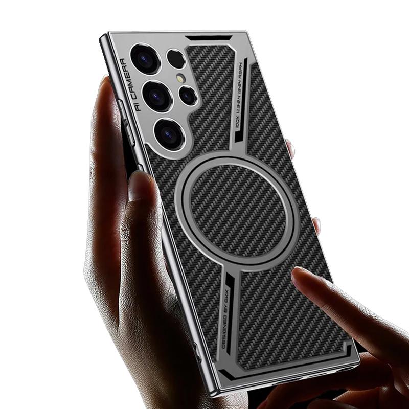 Роскошный чехол для Samsung Galaxy S25 S24 S23 Ultra из гальванизированной искусственной кожи для беспроводной магнитной зарядки Magsafe, задняя крышка для телефона