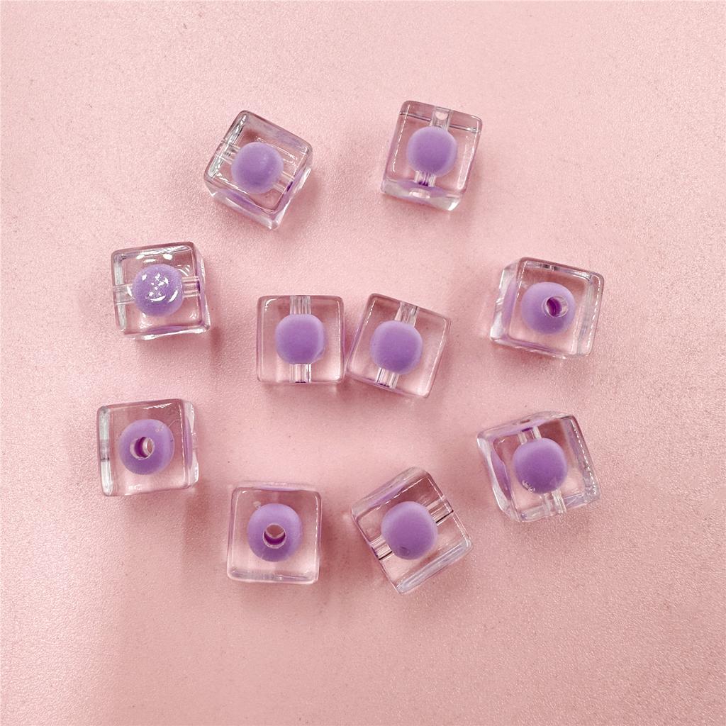 Простой модный браслет-брелок 10 мм, прозрачные модные квадратные бусины из акрила, 10 шт., яркое лицо, сделай сам, ювелирные аксессуары, сэндвич, изысканные ювелирные изделия
