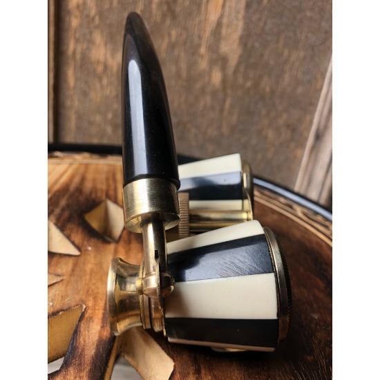 Antique Brass Black Opera Glasses Mother of Pearl & Handlen Vintage Binocular