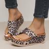 Модные леопардовые босоножки на платформе женские римские туфли на танкетке с клипсой на носу женские летние пляжные шлепанцы с толстой подошвой большого размера