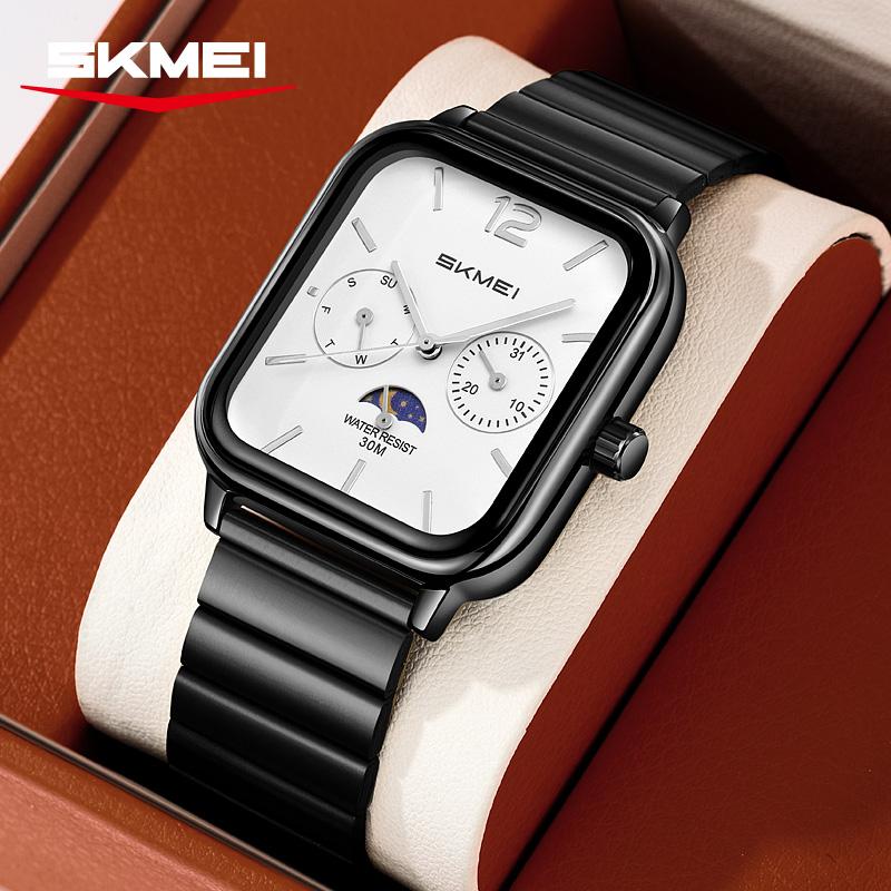 Модные водонепроницаемые наручные часы с отображением времени, деловые часы с кварцевым механизмом для мужчин и женщин, часы для платья, квадратный циферблат