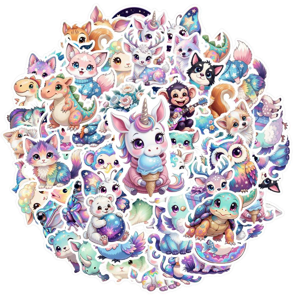 35pcs-70pcs Cartoon Cute Creatures Stickers Whimsical Animals Stickers Stationery Stickers For Suitcase Fridge Phone DIY