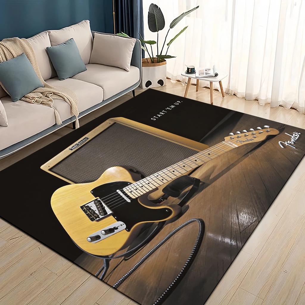 3D Ретро лого Fender Гитарные Инструменты Музыка Ковер Коврик для Гостиной Спальни Дома Декорация Дивана, Детский Нескользящий Напольный Коврик