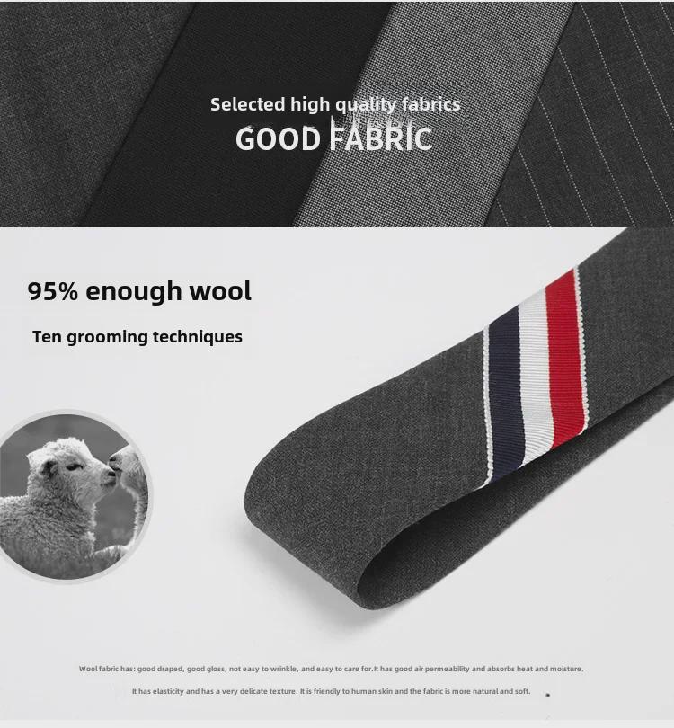 Корейский галстук из серой шерсти в трехцветную полоску шириной 5 см - мужской, деловой, черный, узкий