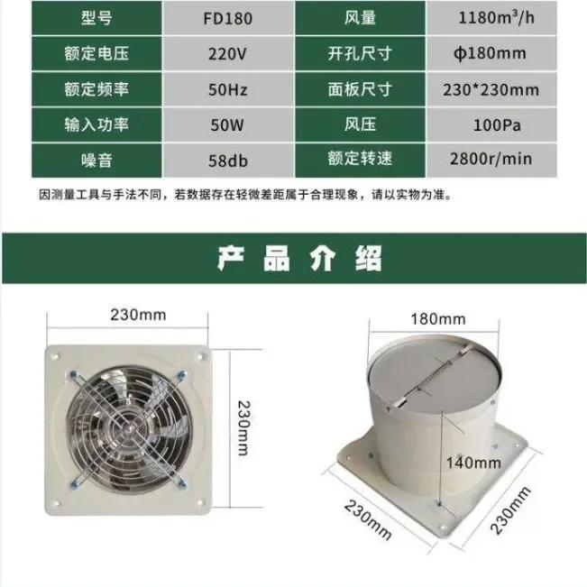 6''7''8''Промышленный вытяжной вентилятор для кухонной плиты Бесшумный вытяжной вентилятор для ванной комнаты Мощный вытяжной вентилятор для дымоудаления, подвешиваемый на окно