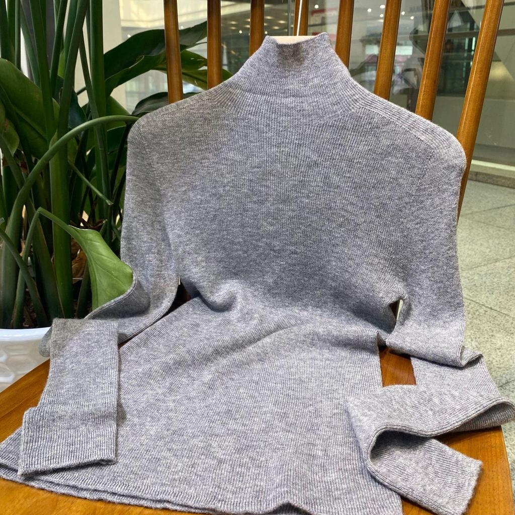 Ограниченный запас: Женский бесшовный свитер с высоким воротом из 100% чистой шерсти, плотность 48 нитей