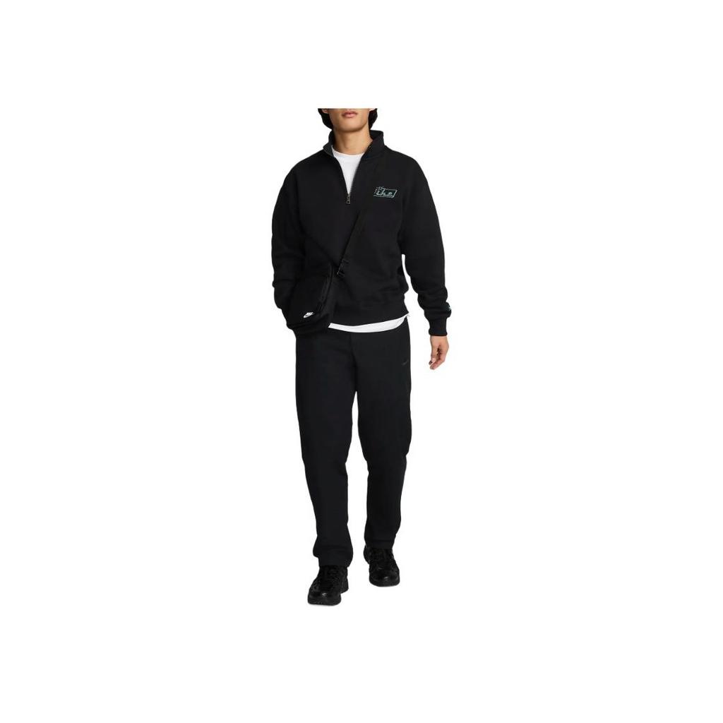 Nike Logo Print Loose Long Sleeve Half Zip Sweatshirt Men sweatshirt Black HQ2955-010