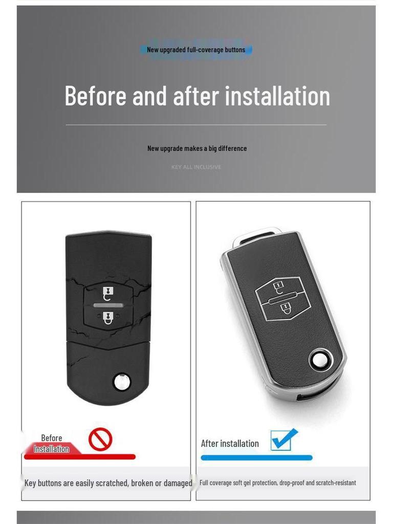 Чехол для ключа Mazda: Защитный чехол с полной защитой для Mazda 3, Mazda 5, 6 Atenza, Jinxiang Ruiyi 2 Складной ключ.