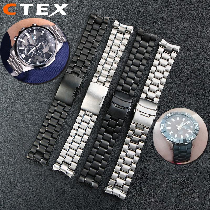 Для Seiko Longines Timex Citizen Casio Изогнутый Конец Нержавеющая Сталь Ремешок Мужской 20мм 22мм 24мм Высококачественный Металлический Ремешок Браслет для Часов