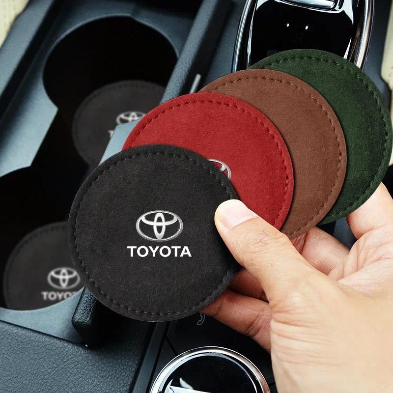 Car Cup Holder Pad PU Leather Slot Non-slip Coaster Mat Emblem for Toyota TRD GR Aygo Corolla Avensis Vios Yaris Mark-X Mirai Yaris