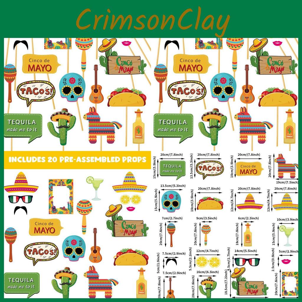 Мексиканский набор фотобутафории из 20 предметов для праздников и украшений для вечеринки