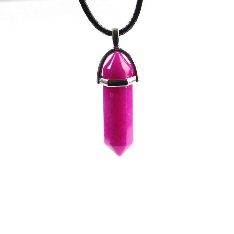 Красивое ожерелье из натурального кристалла с уникальным шестиугольным кулоном для исцеления