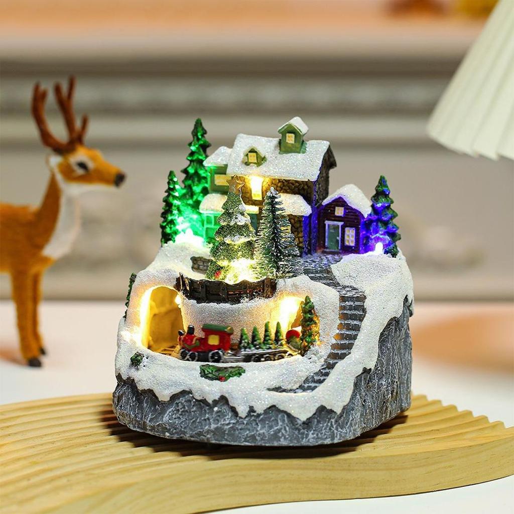 Новый музыкальный поезд будет рождественские украшения из смолы, украшения, рождественские подарки, светящиеся дома