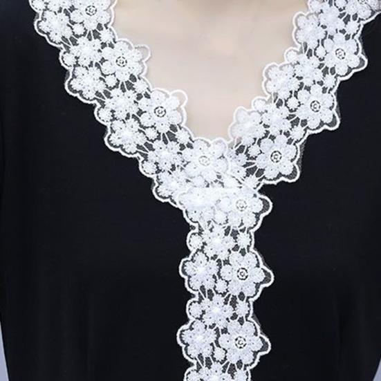 Женский летний повседневный комплект из двух предметов с V-образным вырезом, короткими рукавами, кружевной отделкой, брюками-семь четвертей, женский рабочий наряд