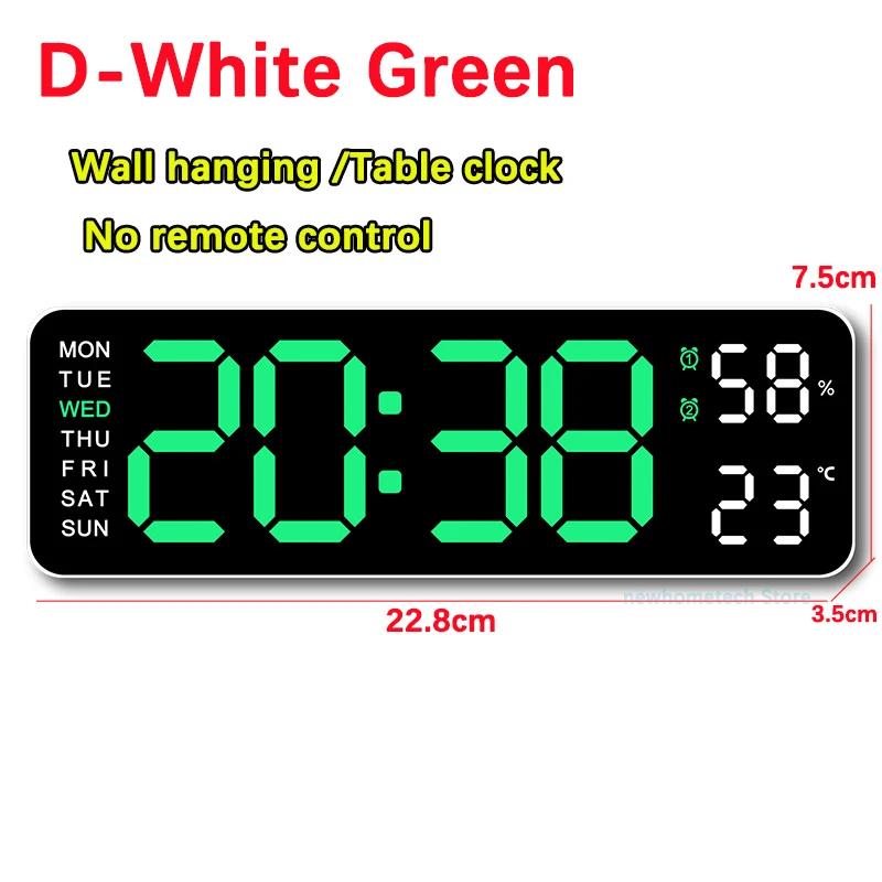 Digital Wall Clock Large LED Screen Temperature Humidity Display Electronic Alarm Clock Creative Home Decoration Remote Control