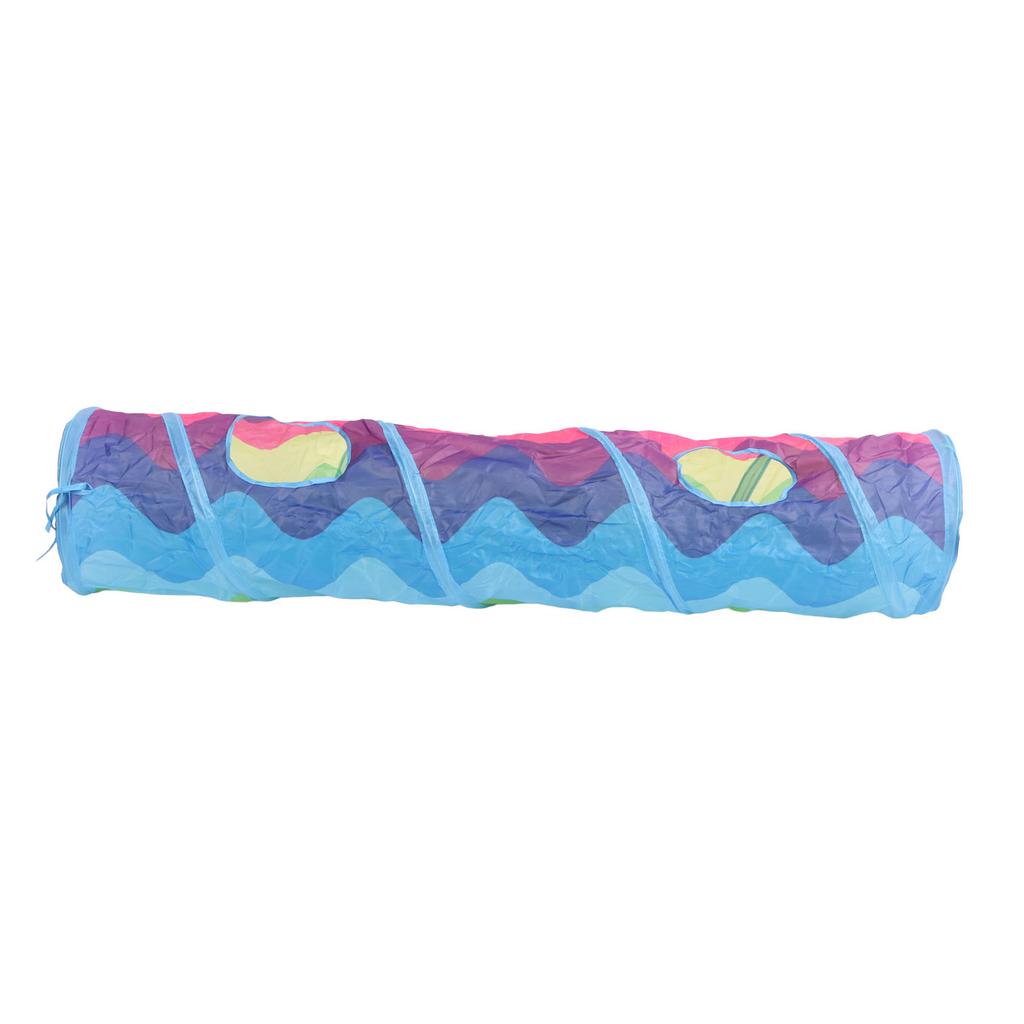 Cat Tunnel Straight Shaped Rainbow Wave Color Fun Interactive Foldable Kitten Tunnel for Indoor