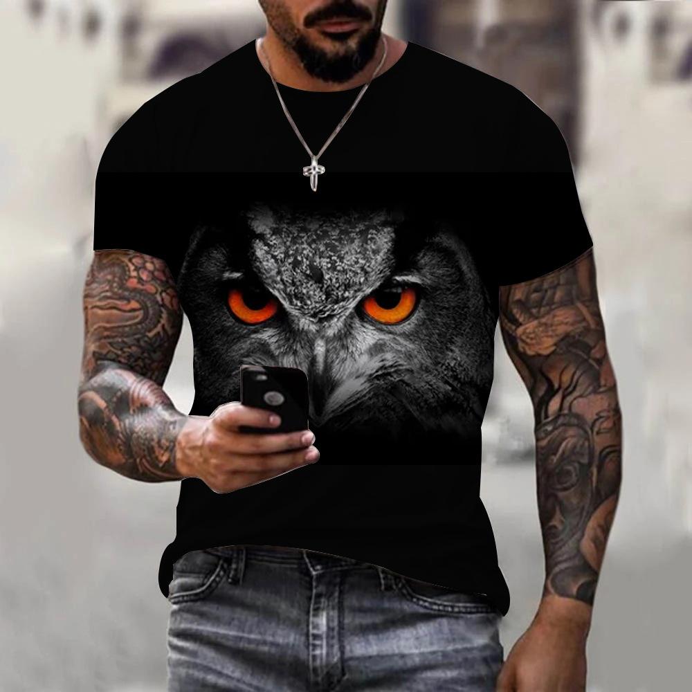 Animal Owl Graphic 3D Printed Summer Men's O-Neck T-shirt Casual Short Sleeve Oversized Pullover Fashion Streetwear Men Clothing