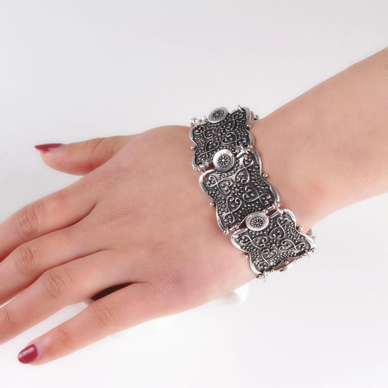 Модный Цыганский Браслет Хиппи Бохо Поп Античная Серебряная Монета Коренастый Племенной Браслет