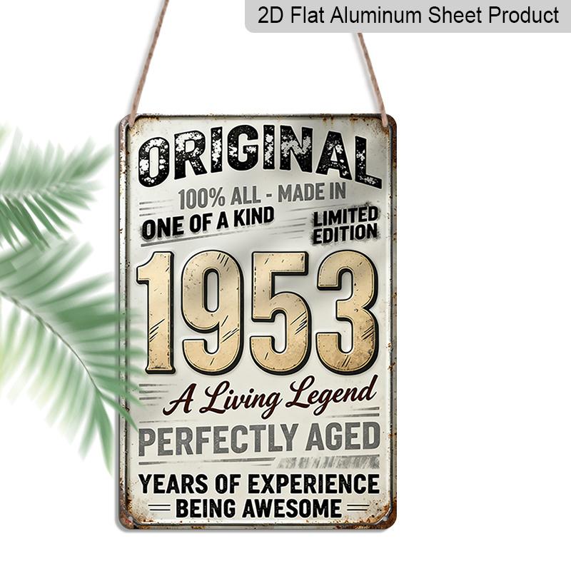 2D Flat Vintage Metal Aluminum Decorative Sign (8'' X 12''), Made in 1953, Perfectly Aged, Original Retro Wall Art, Living Legend Home Decoration for