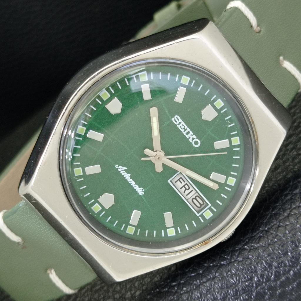 VINTAGE SEIKO AUTOMATIC JAPAN 6309A MENS GREEN COLOR DIAL WATCH A701301-5 R206a-a701301