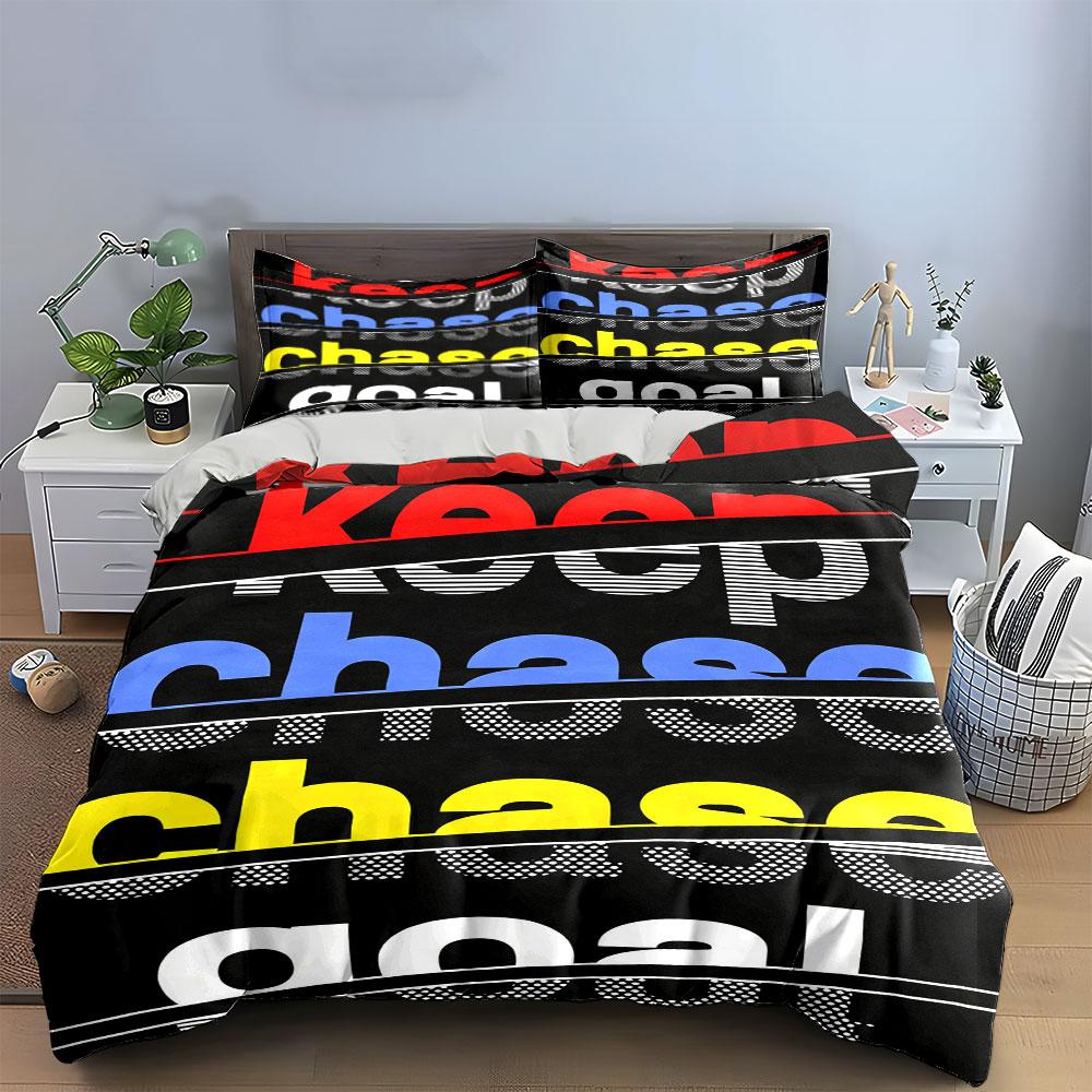 Bold motivational text pattern. Bedding sets Duvet cover sets Duvet covers Pillowcases(1* Duvet Cover 2* Pillowcases without duvet insert)