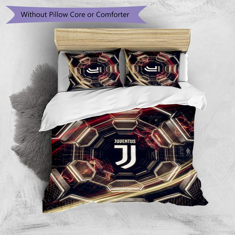 Juventus FC С принтом 3 шт. Комплект постельного белья Мягкий, приятный для кожи, стирающийся Пододеяльник и Наволочки Комплект Для всех сезонов Спальня