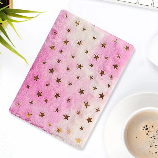 Girl Diary Notebook Rainbow Heart Pattern Plush Journal with Lock A5