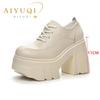 Fashion AIYUQI High Heels Women 2024 New Genuine Leather Lace-up Fashion Women Shoes 11cm Heels Platform Spring Shoes Women