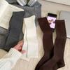 Basic solid color slim calf socks gentle wind soft waxy skin-friendly autumn and winter cotton socks Zhuji pure cotton women's medium tube socks
